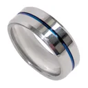 Rothco Tungsten Carbide Thin Blue Line Ring - Silver, Ring Size 11 - Rothco