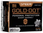 Speer Gold Dot Short Barrel 180 gr Hollow Point .40 S&W Ammo, 20/box - 23974GD - Speer