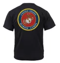 Rothco Veteran T-Shirt - Marines, Navy And Air Force, Black, Small, Emblem Marines - Rothco