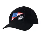 Rothco Usmc Eagle, Globe And Anchor - Us Flag Low Pro Cap, Black - Rothco