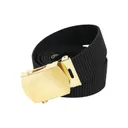 Rothco Nylon Web Belt - Black Webbing, Gold, Waist Size 54 - Rothco
