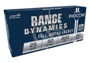 Fiocchi Range Dynamics 25 Auto/ACP 50gr FMJ Ammo, 50rds - 25AP - Fiocchi