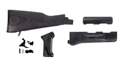 PSA AK Black Satin Furniture set w/ PSAK-47 Premium Single Hook Semi-Auto Fire Control Group - Palmetto State Armory