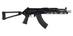 PSA AK-104 Triangle Side Folding Pistol with JL Billet Rail, Picatinny Railed Dust Cover, Soviet Arms Grip, and SA-2 Muzzle Brake - Palmetto State Armory