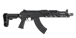 PSA AK-104 SBA3 Pistol with JL Billet Rail, Picatinny Railed dust cover, Soviet Arms Grip, and SA-2 Muzzle Brake - Palmetto State Armory