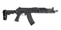 PSA AK-105 Pistol w/ SBA3 Brace, with Soviet Arms Grip, SA-2 Muzzle Brake, Toolcraft Trunnion, Bolt, and Carrier, Black - Palmetto State Armory