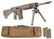 PSA Sabre AR-10 Rifle Forged 20" .308 w/ 12.5" Quad Rail, A1 Stock, Magpul Bi-Pod, 3 Mags, & Sabre Bag, FDE - Palmetto State Armory