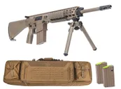 PSA Sabre AR-10 Rifle Billet 20" .308 Rifle w/  12.5" Quad Rail, A1 Stock, Magpul Bi-Pod, 3 Mags, & Sabre Bag, FDE - Palmetto State Armory