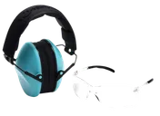 Venture Gear 24 dB Low-Profile Earmuffs and Eyewear Combo Kit, Powder Blue/Clear - VGCOMBO410 - Pyramex