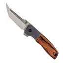 Begg Knives Seishin Folding Tanto Knife, Brown Pakkawood - BG053 - Begg Knives