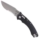 Microtech Amphibian Ram-Lok Apocalyptic Folding Clip Point Knife Serrated, Black - 137RL-11APFLGTBK - Microtech Knives