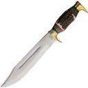 Rough Rider Stag Bone Bowie Fixed Blade Clip Point Knife, Brown - RR2205 - Rough Rider Knives