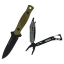Smith & Wesson Fixed Blade Drop Point Knife w/ Multi Tool Combo, OD Green - 1259507 - Smith & Wesson