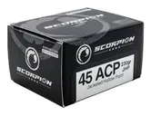 Scorpion 45 Auto 230gr JHP Ammo, 20rds - 45230JHPS20 - Scorpion Ammo