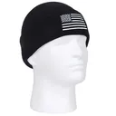 Rothco Us Flag Embroidered Fine Knit Watch Cap - Black - White - Rothco