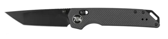 704 Gear Fang EDC 3.22" Tanto Blade Folding Pocket Knife w/ Crossbar Lock, Black - 704 Gear