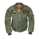 Rothco Kids Flight Jacket With Patches - Sage Green, X-Large - Rothco