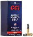 CCI Quiet-22 Semi-Auto .22LR 45 gr Lead Round Nose Ammo, 50/box - 975CC - CCI