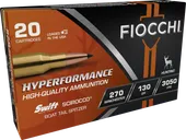 Fiocchi Extrema 130 gr Scirocco II .270 Win Ammo, 20/box - 270SCA - Fiocchi