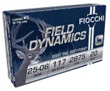 Fiocchi Rifle Shooting Dynamics 117 gr Boat Tail Soft Point Interlock .25-06 Rem Ammo, 20/box - 2506B - Fiocchi