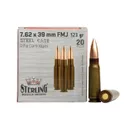 Sterling 7.62x39mm 123 gr FMJ Rifle Ammo, 20rds - 8698779967284 - Sterling