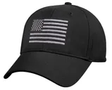 Rothco U.S. Flag Low Profile Cap - Black - Silver - Rothco