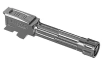 LanTac 9INE Barrel Fluted 1/2-28 Thread Pattern for Glock 43/43x, Silver - 01GBG43THSS - Lantac