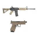 PSA PA-15 16" Nitride M4 Carbine 5.56 NATO MOE Rifle & PSA Dagger Compact 9mm Pistol, FDE - 