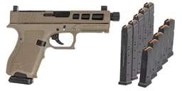 PSA Dagger Compact SW1 RMR Pistol, Threaded Barrel w/ 5 15rd & 5 27rd Mags, FDE - Palmetto State Armory
