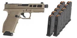 PSA Dagger Full Size - S 9mm Pistol with SW1 RMR with Threaded Barrel & 10 17rd Mags & Bag, FDE (Rear Sight Rear) - Palmetto State Armory