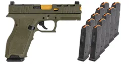PSA Dagger Full Size - S 9mm Pistol With SWR RMR Slide W/Gold Barrel, Sniper Green With 10-17rd PMAGS & PSA Pistol Bag - Palmetto State Armory