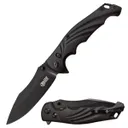Elite Tactical Conqueror Folding Knife Drop Point, Black - Elite Tactical