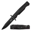 Elite Tactical Guardsman Folding Knife Clip Point, Black - Elite Tactical