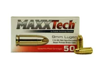 Maxxtech 9mm 115gr FMJ Brass Cased Ammunition 50rds - PTGB9MMB - MaxxTech Ammo