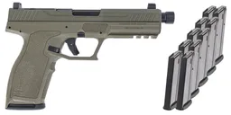 PSA 5.7 Rock Complete Optics Ready Pistol With Threaded Barrel, Sniper Green With 10 Magazines - Palmetto State Armory