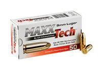 Maxxtech 124gr FMJ 9mm Brass Cased Ammunition 50 Rounds - PTGB9124B - MaxxTech Ammo