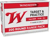 Winchester USA 9mm Bulk Ammo 115 Grain FMJ, 200rds - USA9W - Winchester