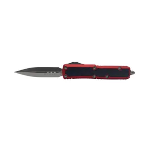 Microtech 126-10RDCFIS Daytona D/E Stonewash Standard, Red Handle w/ Carbon Fiber Inlay OTF Automatic Knife