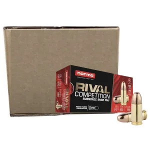 NORMA RIVAL COMPETITION SUBSONIC 9MM 147GR FMJ AMMUNITION 1000rd Case
