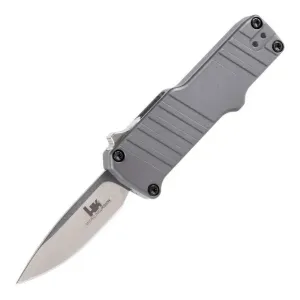 HK Micro Incursion OTF Automatic: 1.95 Clip Point Blade - Tumbled Finish, Matte Grey Aluminum Frame More Views  HK Micro Incursion OTF Automatic: 1.95 Clip Point Blade - Tumbled Finish, Matte Grey Aluminum Frame