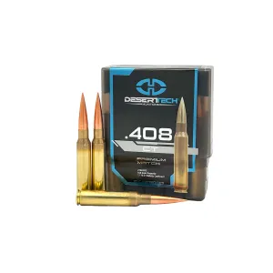 Desert Tech Premium Match.408 Cheyenne Tactical 446 Grain Open Tip Match Brass Cased Centerfire 10 Rounds DTM-408400-BX