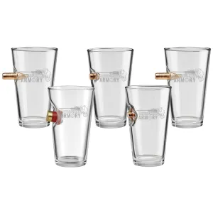 Benshot Ballistic Quintet BattleHawk Armory 16oz Pint Glass - 5 Pack Set