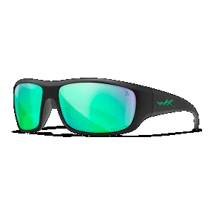 Wiley X ACOME22 Omega Jacob Wheeler Signature Edition Captivate Polarized Green Mirror Lenses/Black Frame Sunglasses