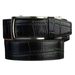 Nexbelt Alligator Embossed Leather Dress Belt, 1 3/8 Wide, Up to 45 Waist, Black
