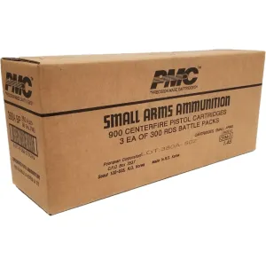 PMC Bronze .380 ACP 90 Gr FMJ 900rd CASE (Three 300 Round Battle Packs)