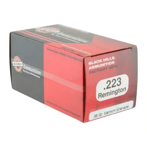 Black Hills Ammunition .223 REM 36 Gr Varmint Grenade 50rd Box