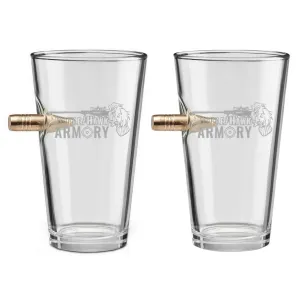 Benshot .50 BMG BattleHawk Armory 16oz Pint Glass 2 Pack Gift Set