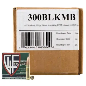 Fiocchi Extrema 300 Blackout 220 gr Sierra MatchKing Boat-Tail Hollow Point (BTHP) Subsonic Ammunition 500rd Case