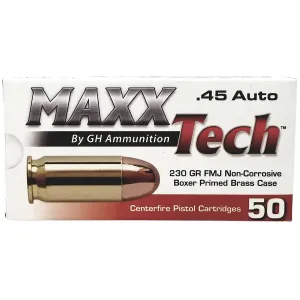 MAXXTECH PTGB45B Brass .45 ACP 230 Gr Full Metal Jacket (FMJ) 50rds