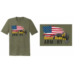 The District Tri-Blend BattleHawk Armory T-Shirt - Military Green USA FLAG - Medium